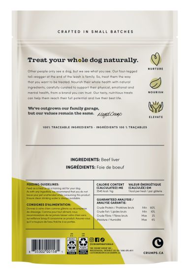 Crumps Naturals Freeze-Dried Beef Liver Mini Trainers Dog Treats