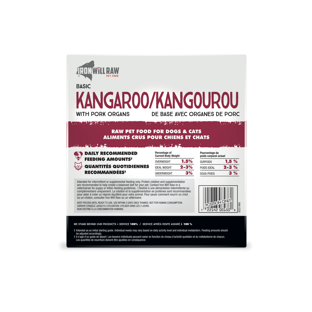 Iron Will Basic Kangaroo With Pork Organs Raw Dog Food