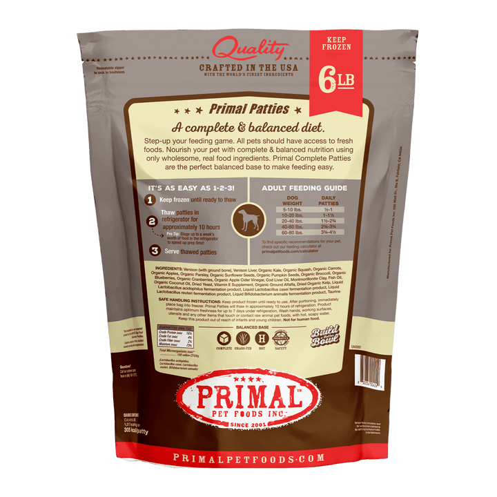 Primal Venison Patties - Raw Dog Food