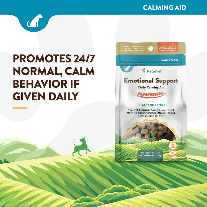 NaturVet Scoopables Emotional Support Daily Calming Aid Supplement Soft Chews for Dogs - 45 Scoops