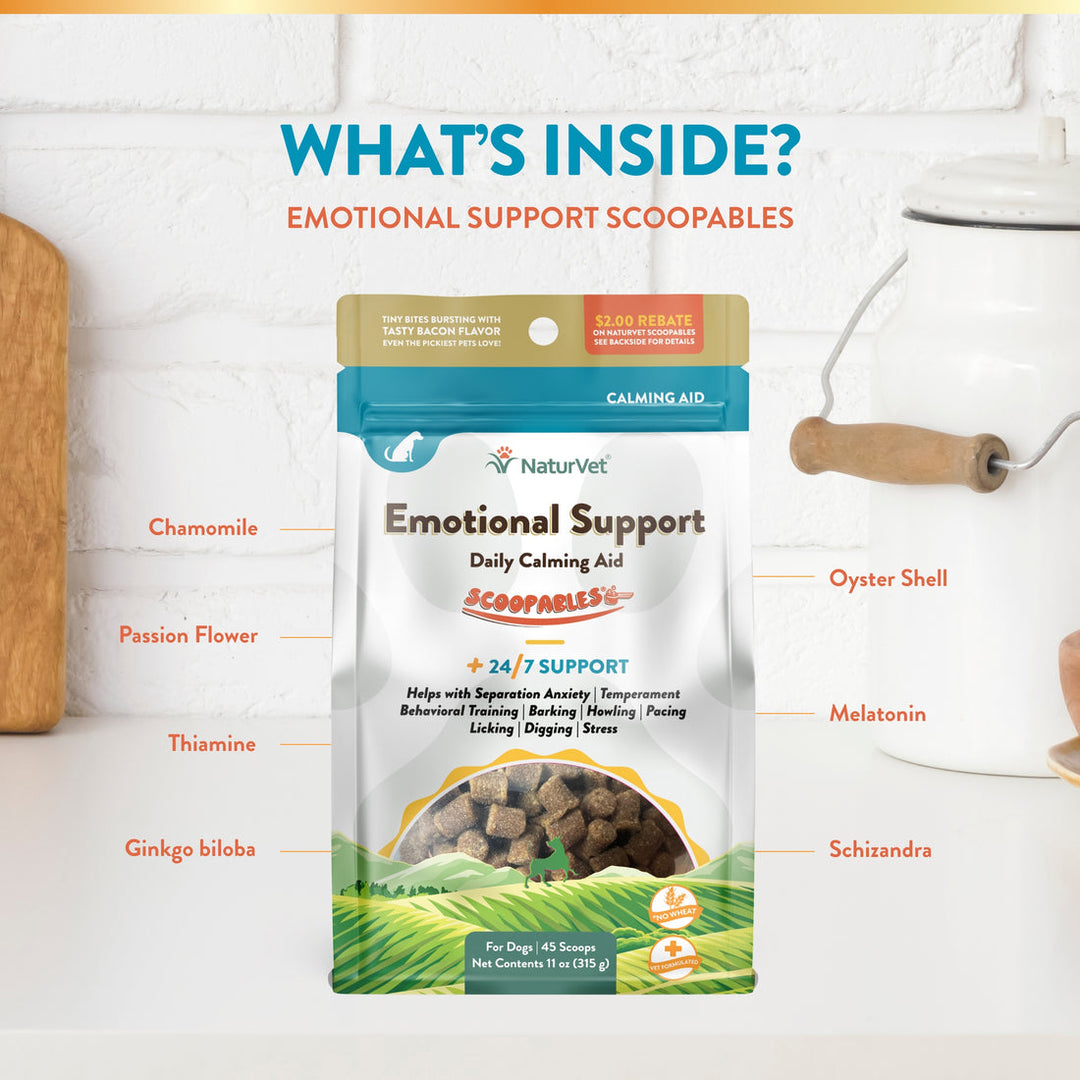 NaturVet Scoopables Emotional Support Daily Calming Aid Supplement Soft Chews for Dogs - 45 Scoops