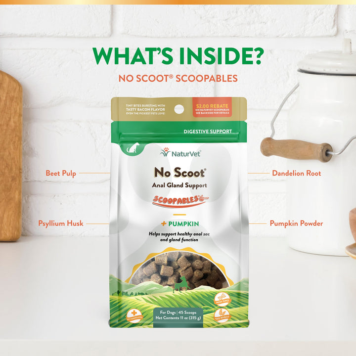 NaturVet Scoopables No Scoot Anal Gland Support Supplement Soft Chews for Dogs - 45 Scoops