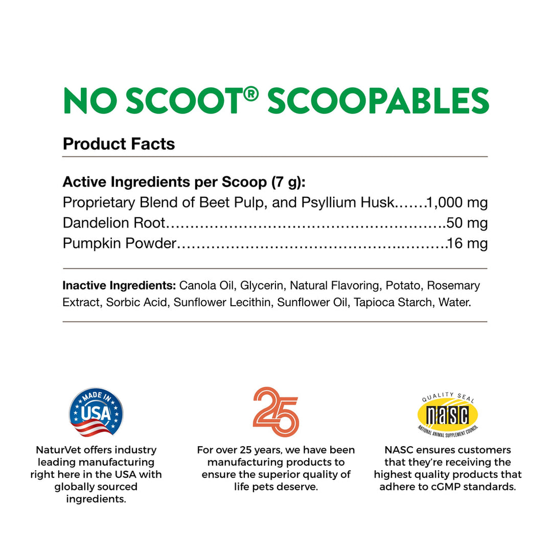 NaturVet Scoopables No Scoot Anal Gland Support Supplement Soft Chews for Dogs - 45 Scoops