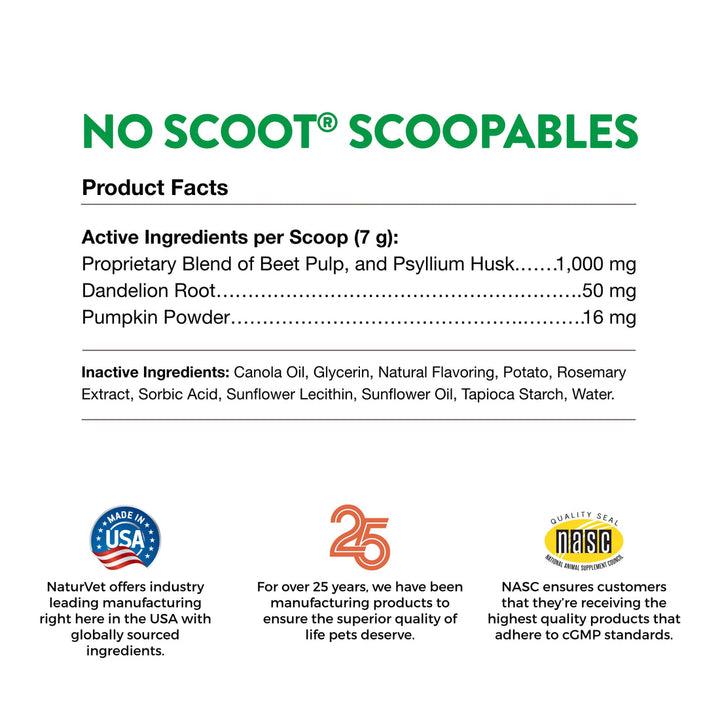 NaturVet Scoopables No Scoot Anal Gland Support Supplement Soft Chews for Dogs - 45 Scoops