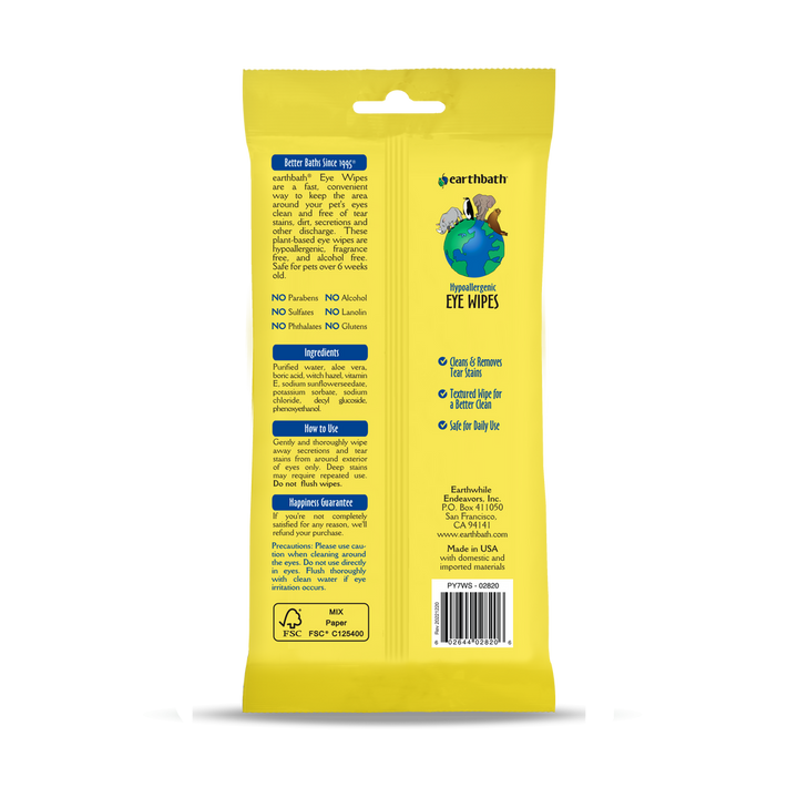 Earthbath - Hypoallergenic Grooming Eye Wipes
