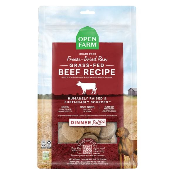 Open Farm Freeze-Dried Grass-Fed Beef Patties Dog Food