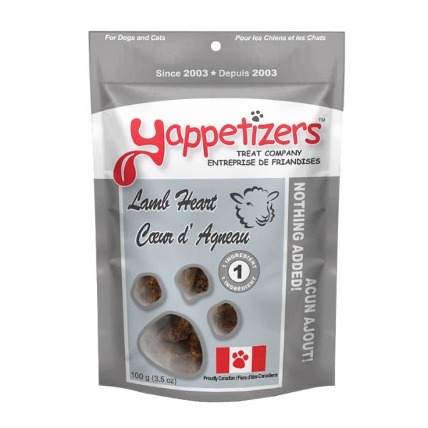 Yappetizers Dehydrated Dog Treats - Lamb Heart