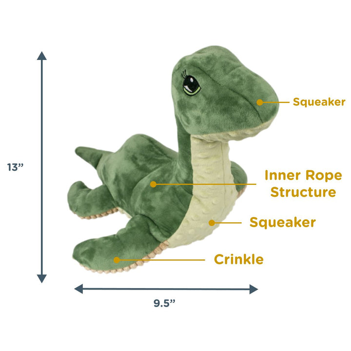 Tall Tails - Plush Nessie with Squeaker & Crinkle Dog Toy - 13"