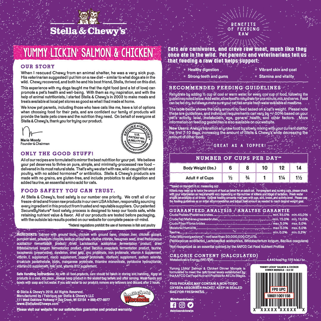 Stella & Chewy's Yummy Lickin' Salmon & Chicken Freeze-Dried Raw Dinner Morsels Cat Food