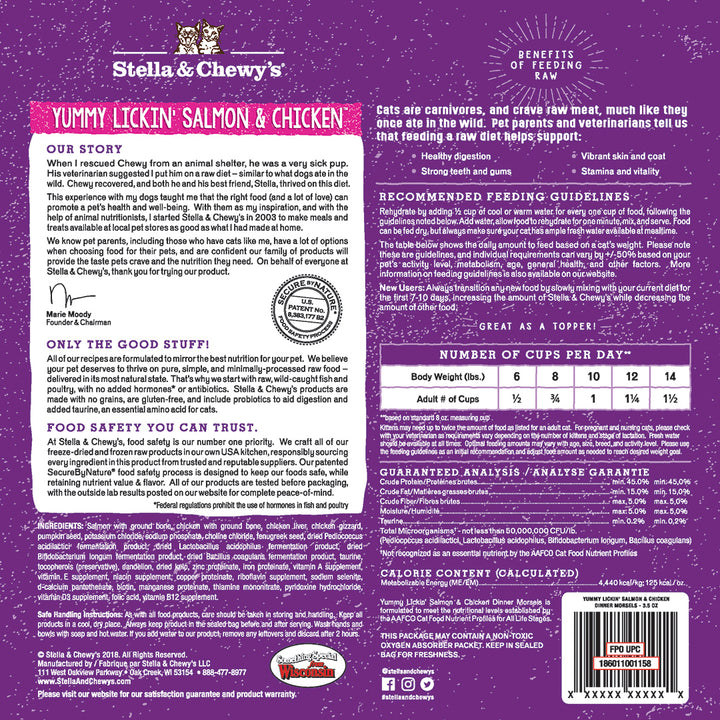 Stella & Chewy's Yummy Lickin' Salmon & Chicken Freeze-Dried Raw Dinner Morsels Cat Food