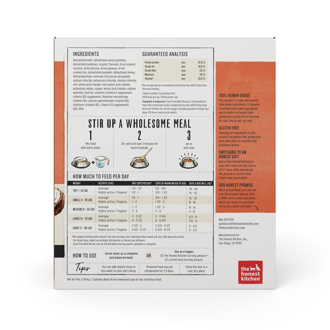 Honest Kitchen Grain Free Beef Dog Food