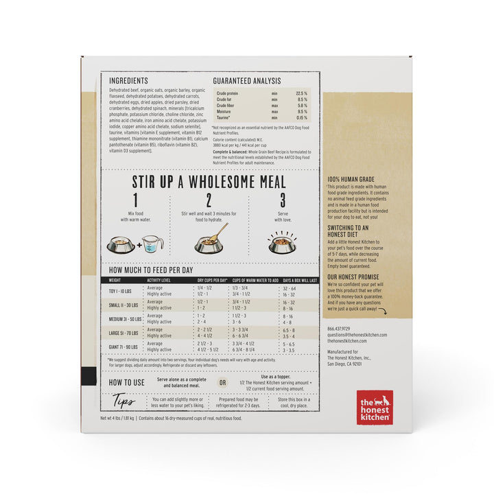 Honest Kitchen Whole Grain Beef Dog Food