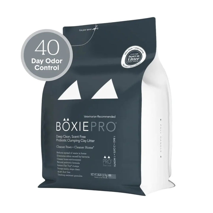 BoxiePro Deep Clean Clumping Clay Cat Litter - Unscented, Low Dust, Low Tracking