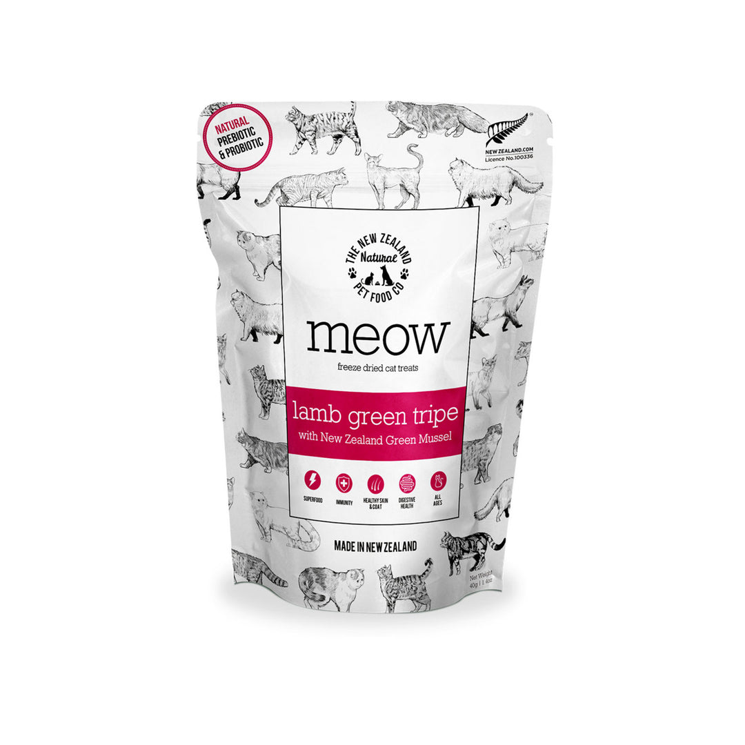 The NZ Natural Pet Food Company Meow Freeze Dried Lamb Green Tripe With Green Lipped Mussels Cat Treats