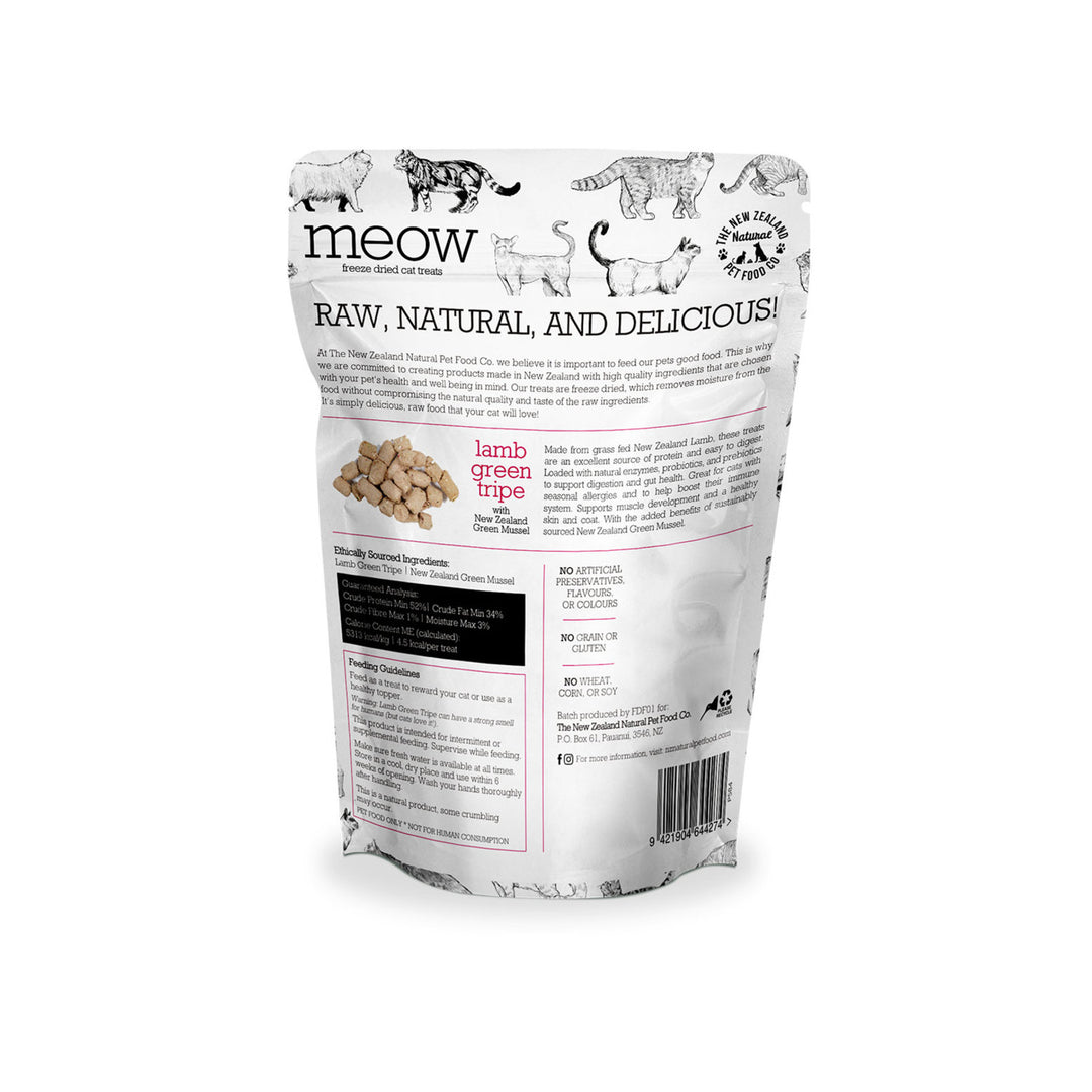 The NZ Natural Pet Food Company Meow Freeze Dried Lamb Green Tripe With Green Lipped Mussels Cat Treats