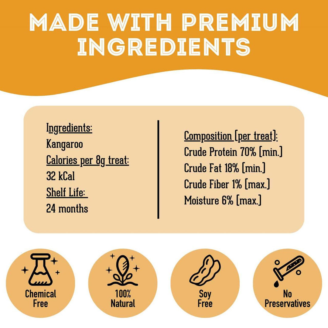 Granville Island Premium Dehydrated Kangaroo Treats for Cats and Dogs