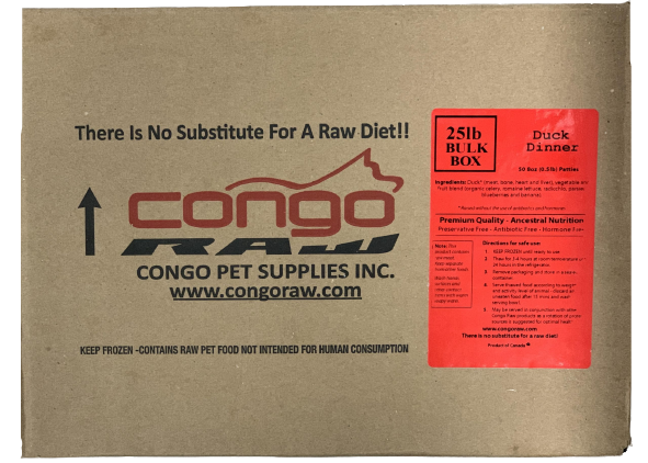 Congo Raw Natural Duck Dinner - 25 LB (8oz patties) – Fetchy