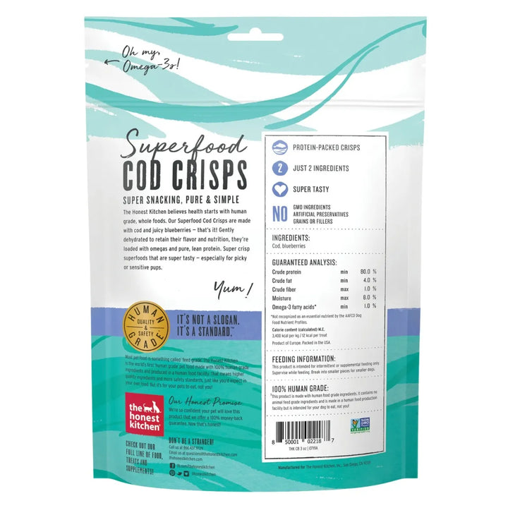 Honest Kitchen Superfood Cod Crisps: Cod & Blueberry Dog Treat
