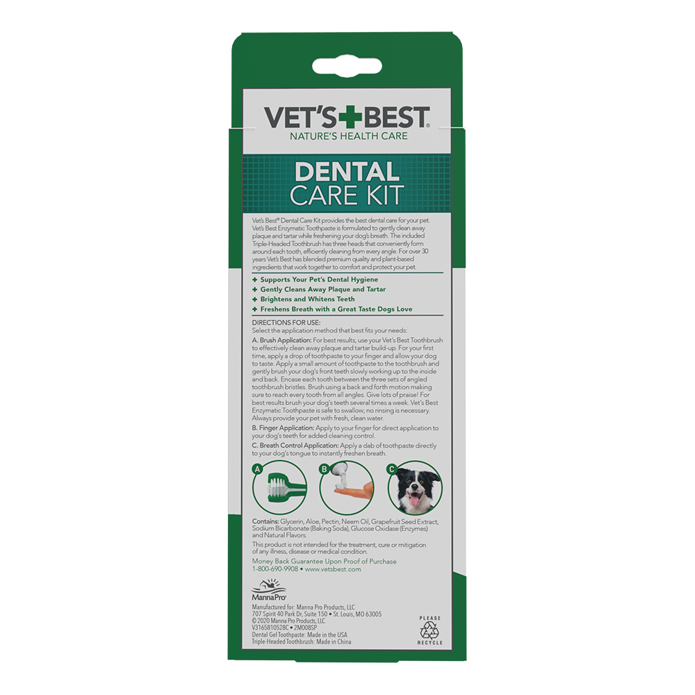 Vet's Best Dental Care Kit Toothbrush and Gel for Dogs