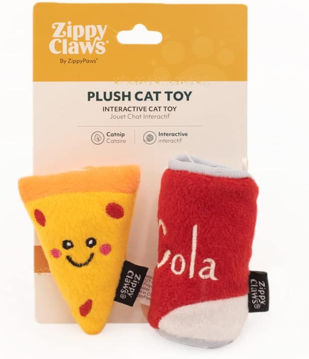 ZippyClaws NomNomz Cat Toy - Pizza and Cola