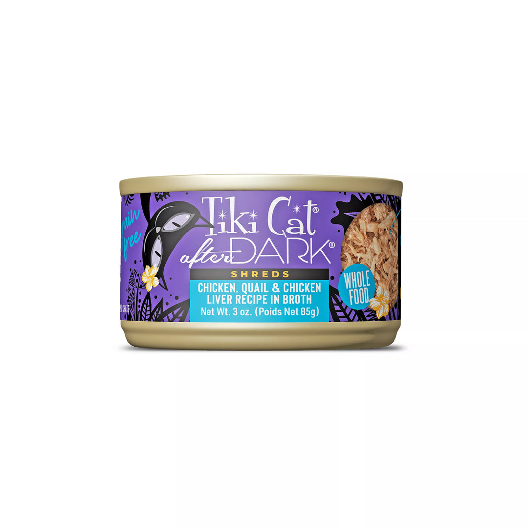 Tiki Cat After Dark Shreds - Chicken, Quail and Chicken Liver - Wet Cat Food