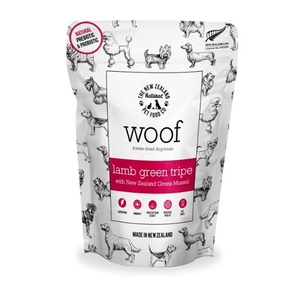 The NZ Natural Pet Food Company Woof Freeze Dried Dog Treats - Lamb Green Tripe