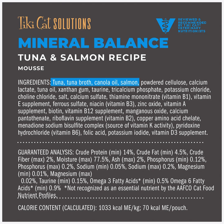 Tiki Cat Solutions Mousse - Mineral Balance Tuna & Salmon - Wet Cat Food