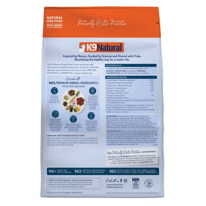 K9 Natural Freeze Dried Beef Feast Dog Food