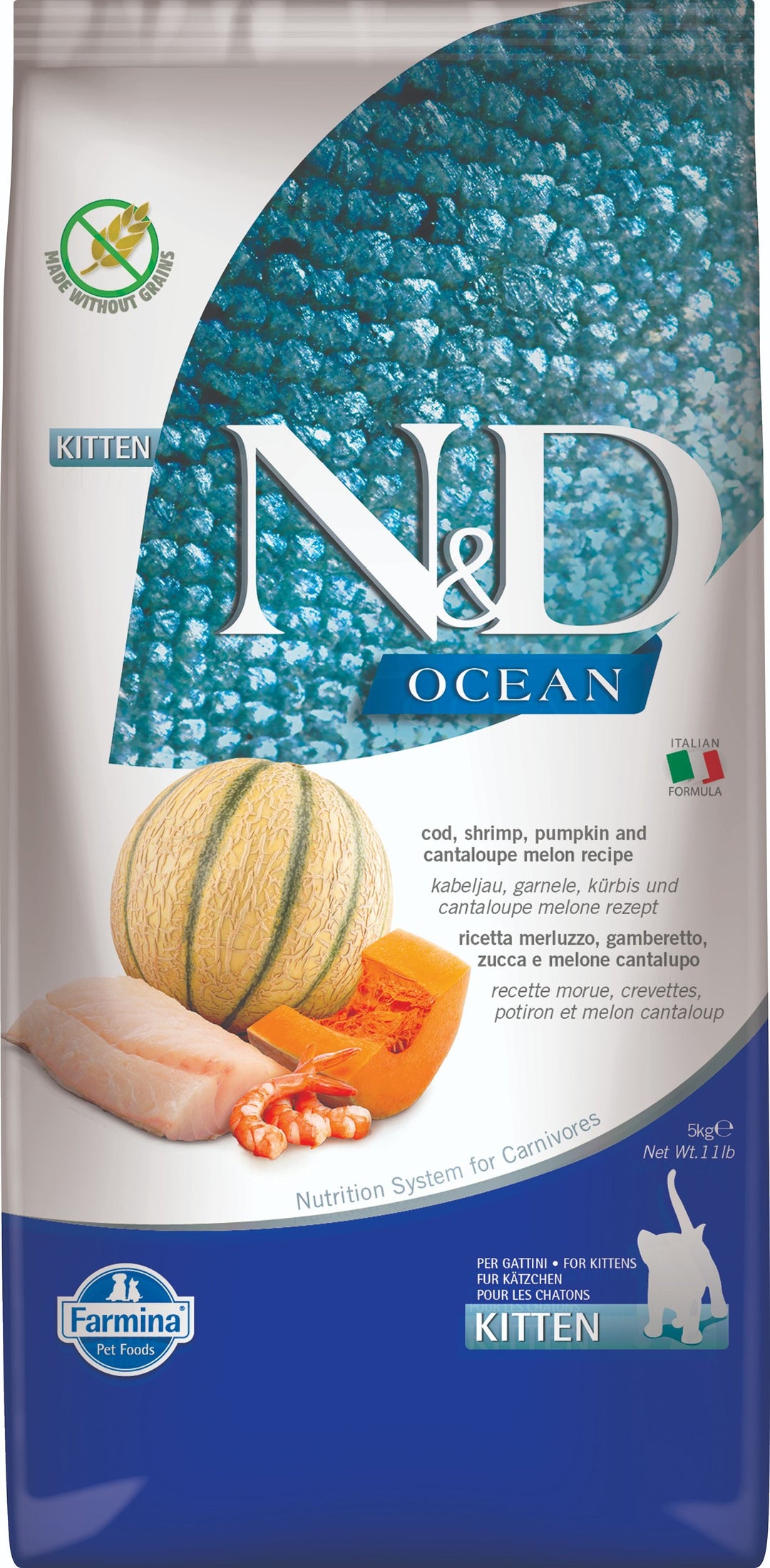 Farmina N&D Ocean Cod, Shrimp, Pumpkin & Cantaloupe Kitten Food