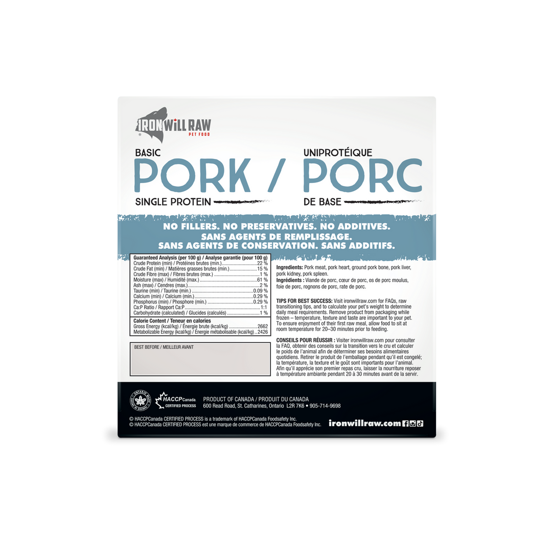 Iron Will Basic Pork Raw Dog Food