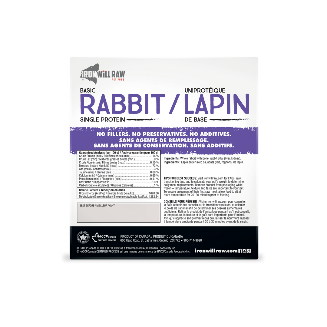 Iron Will Basic Rabbit Raw Dog Food