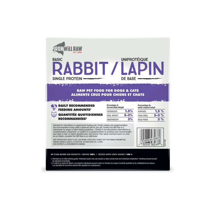 Iron Will Basic Rabbit Raw Dog Food