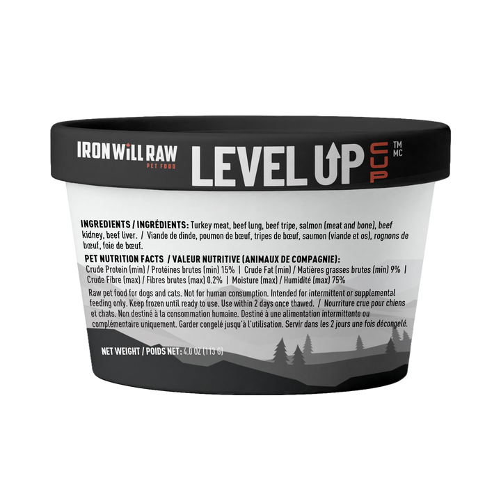 Iron Will Level Up Cup Raw Dog Food (4 OZ)