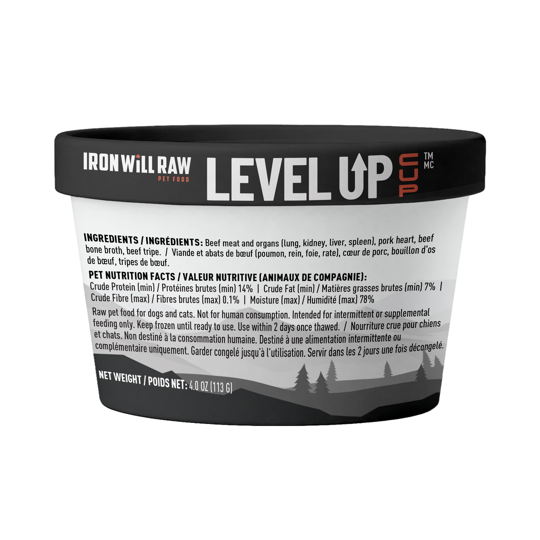 Iron Will Level Up Cup Raw Dog Food (4 OZ)