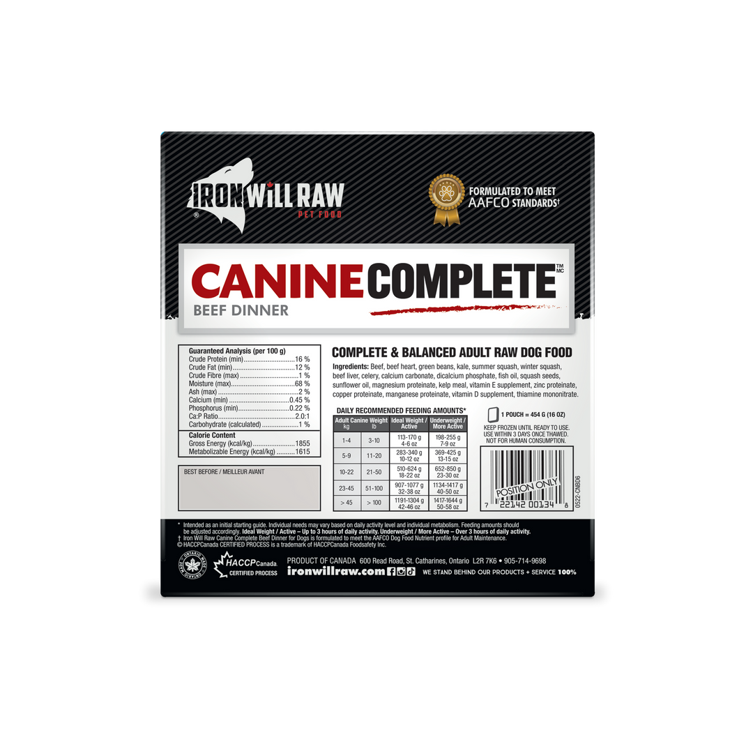 Iron Will Canine Complete Beef Dinner Raw Dog Food
