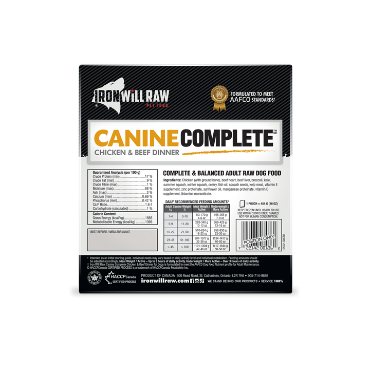 Iron Will Canine Complete Chicken & Beef Dinner Raw Dog Food