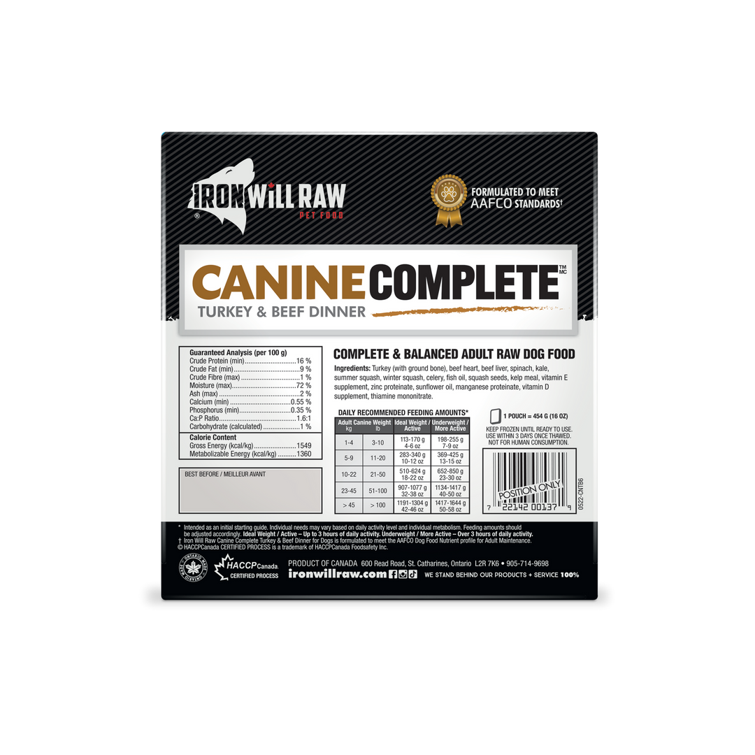 Iron Will Canine Complete Turkey & Beef Dinner Raw Dog Food