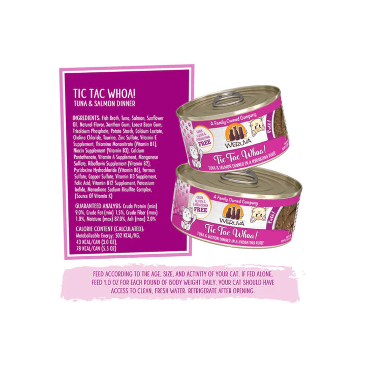 Weruva Tic Tac Whoa! Tuna & Salmon Dinner Hydrating Purée Wet Cat Food