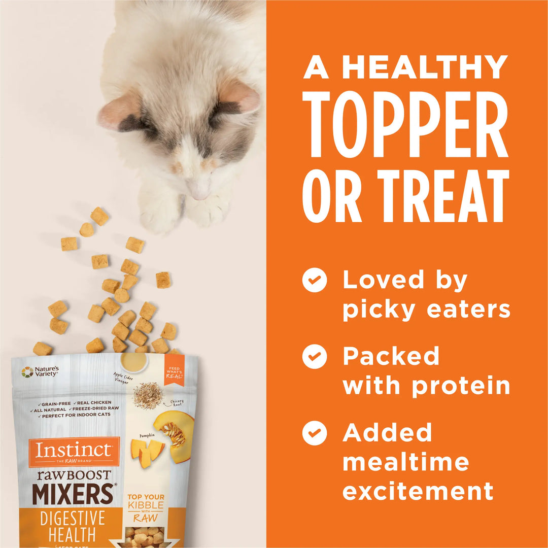 Instinct Raw Boost Mixers Grain Free Freeze Dried Cat Food Topper Digestive Health Recipe