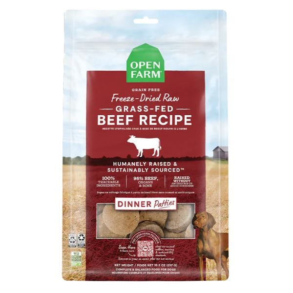 Open Farm Freeze-Dried Grass-Fed Beef Patties Dog Food