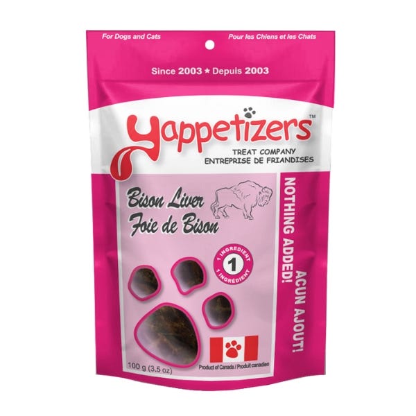 Yappetizers Dehydrated Dog Treats - Bison Liver