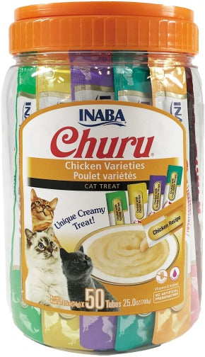 Inaba Cat Churu Purees Variety Pack - Chicken Recipes (50 Pieces)