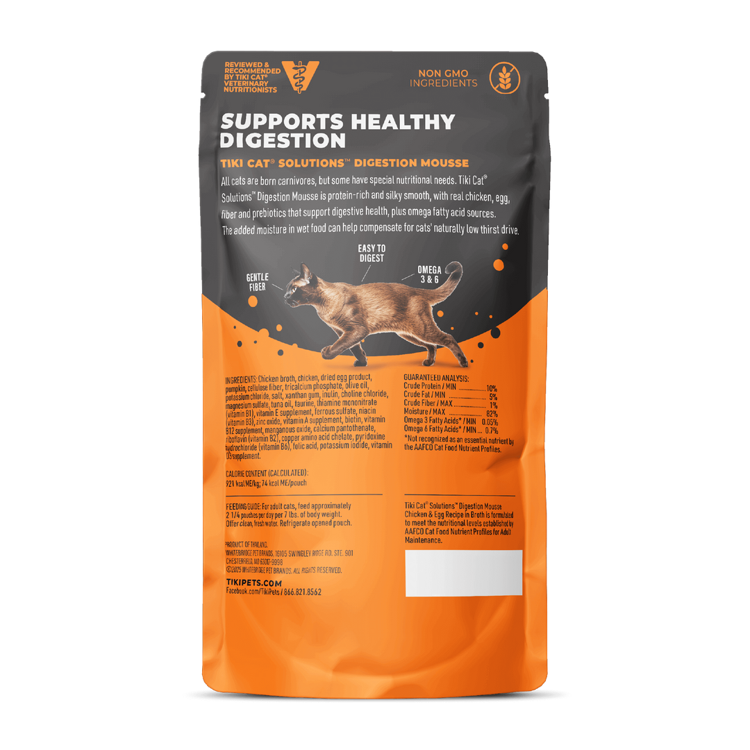Tiki Cat Special Mousse Digestion Chicken & Egg Recipe in Broth Cat Food Pouches
