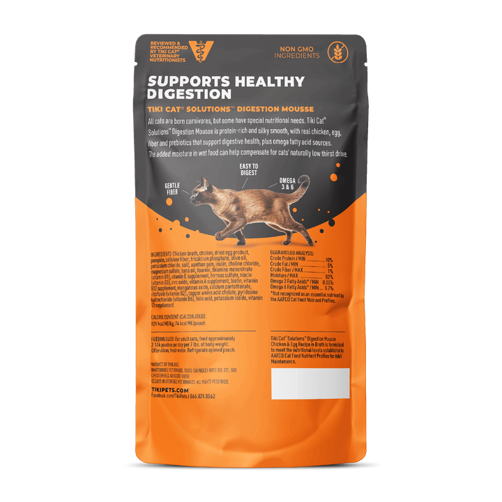 Tiki Cat Special Mousse Digestion Chicken & Egg Recipe in Broth Cat Food Pouches