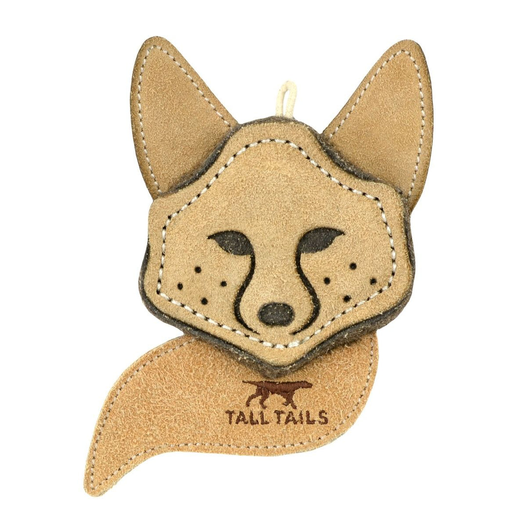 Tall Tails - Natural Leather & Wool Scrappy Fox Dog Toy - 4"