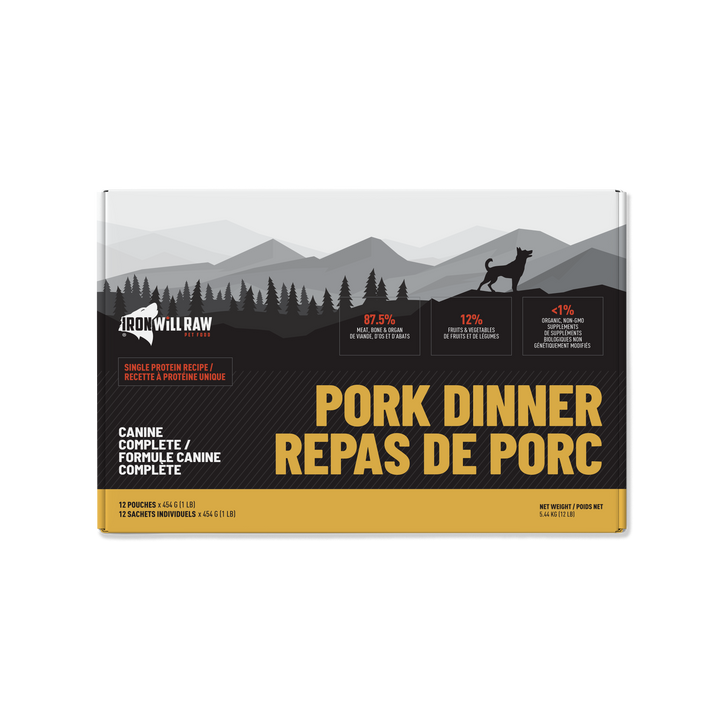 Iron Will Canine Complete Pork Dinner Raw Dog Food