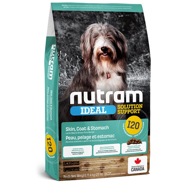 Nutram Ideal Solution Support I20 - Skin, Coat & Stomach - Lamb & Rice Dog Food