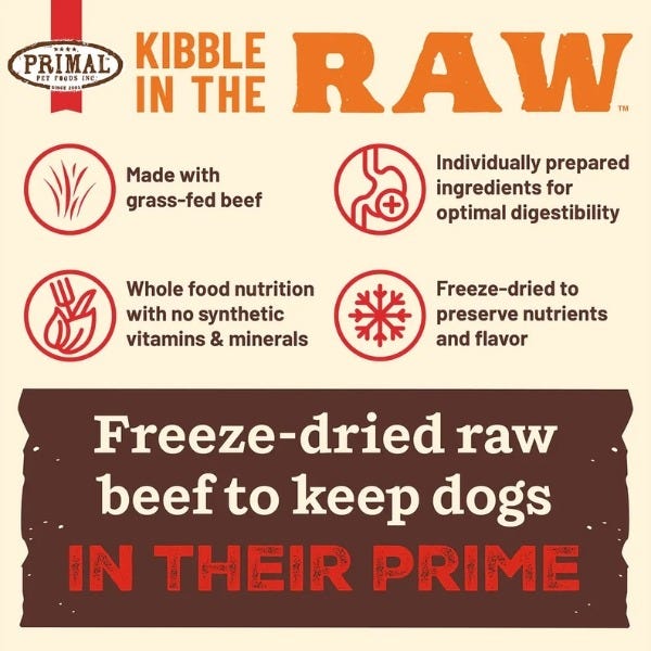 Primal Kibble In The Raw Dog Food - Beef Recipe