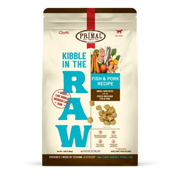 Primal Kibble In The Raw Dog Food - Fish & Pork Recipe