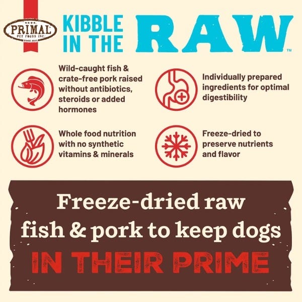 Primal Kibble In The Raw Dog Food - Fish & Pork Recipe